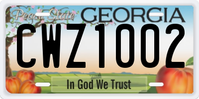 GA license plate CWZ1002