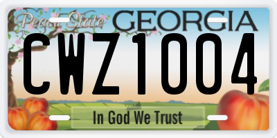 GA license plate CWZ1004