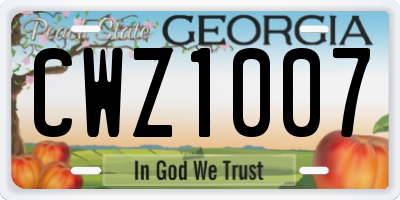 GA license plate CWZ1007