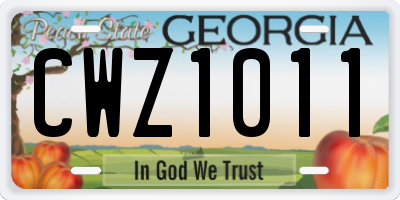 GA license plate CWZ1011