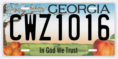 GA license plate CWZ1016