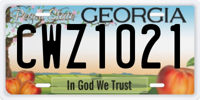 GA license plate CWZ1021