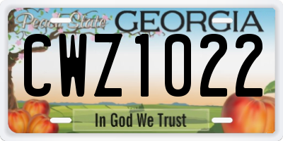 GA license plate CWZ1022