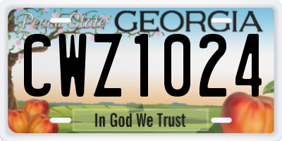 GA license plate CWZ1024