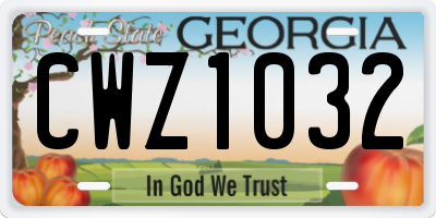 GA license plate CWZ1032