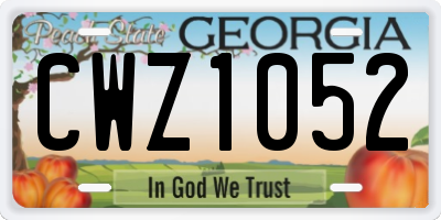 GA license plate CWZ1052