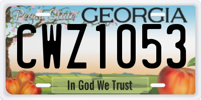 GA license plate CWZ1053