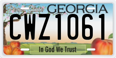 GA license plate CWZ1061