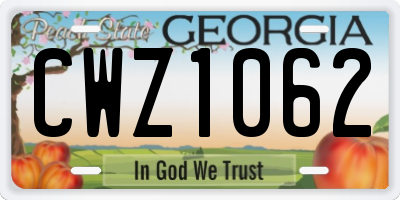 GA license plate CWZ1062