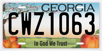 GA license plate CWZ1063