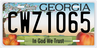 GA license plate CWZ1065