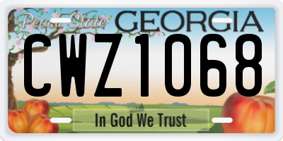 GA license plate CWZ1068