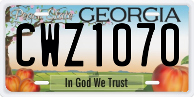 GA license plate CWZ1070