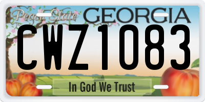 GA license plate CWZ1083