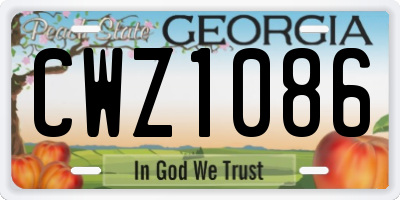 GA license plate CWZ1086