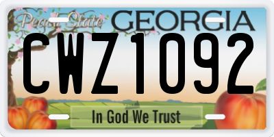 GA license plate CWZ1092