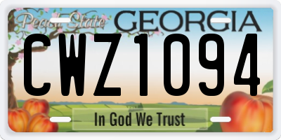 GA license plate CWZ1094