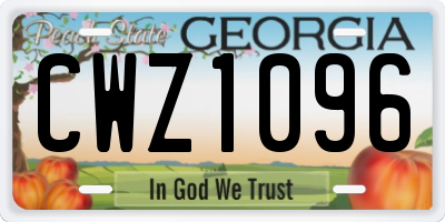 GA license plate CWZ1096