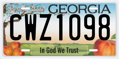 GA license plate CWZ1098