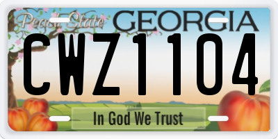 GA license plate CWZ1104