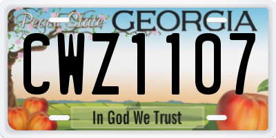 GA license plate CWZ1107