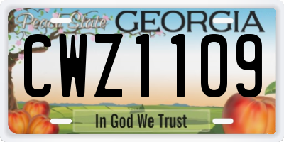 GA license plate CWZ1109