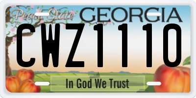 GA license plate CWZ1110