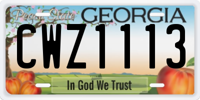 GA license plate CWZ1113