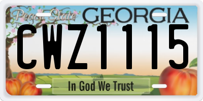 GA license plate CWZ1115