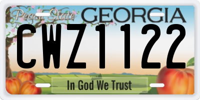 GA license plate CWZ1122