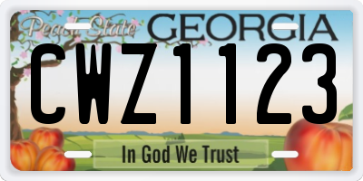 GA license plate CWZ1123