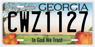 GA license plate CWZ1127