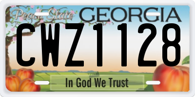 GA license plate CWZ1128