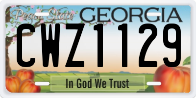 GA license plate CWZ1129
