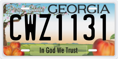 GA license plate CWZ1131