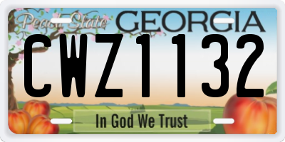 GA license plate CWZ1132