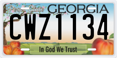 GA license plate CWZ1134