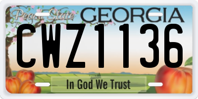 GA license plate CWZ1136
