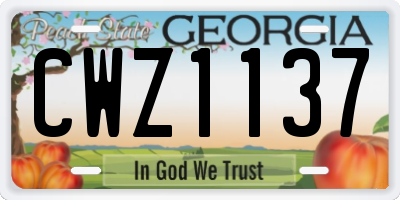 GA license plate CWZ1137