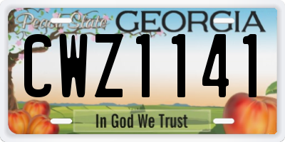 GA license plate CWZ1141