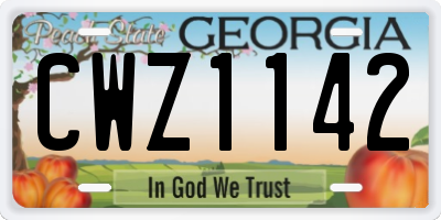 GA license plate CWZ1142