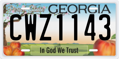 GA license plate CWZ1143