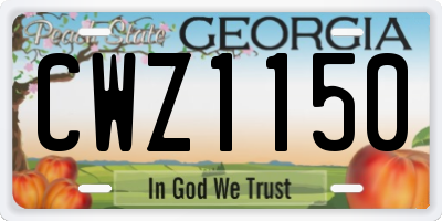 GA license plate CWZ1150