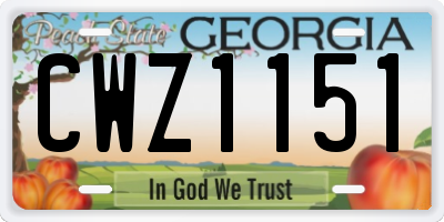 GA license plate CWZ1151