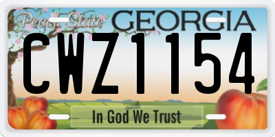 GA license plate CWZ1154