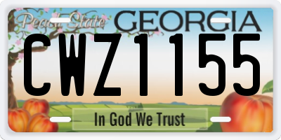 GA license plate CWZ1155