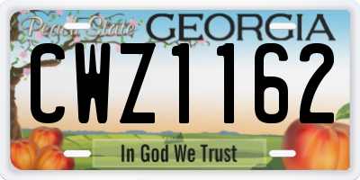 GA license plate CWZ1162