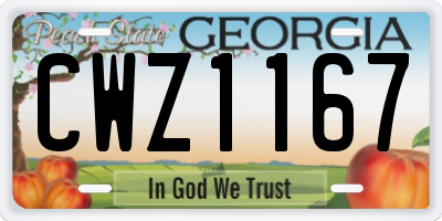 GA license plate CWZ1167