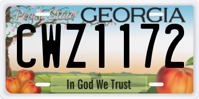 GA license plate CWZ1172
