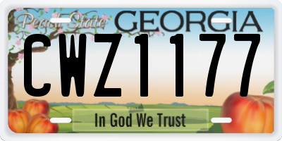 GA license plate CWZ1177